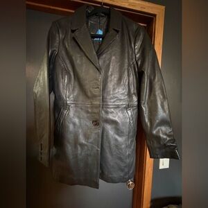 Mauritius Classic Black Leather Single-Button Women's Jacket